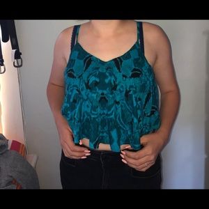 blue designed tank top